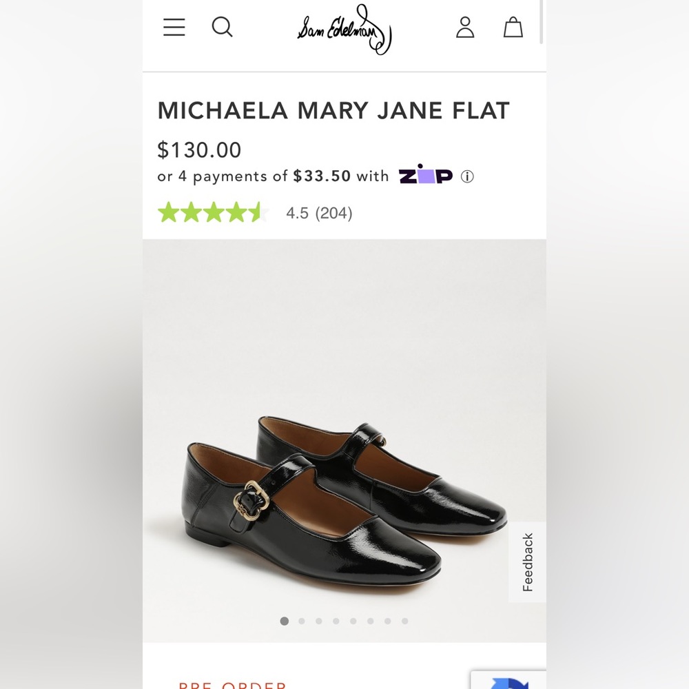 Sam Edelman Michaela black patent leather flats
